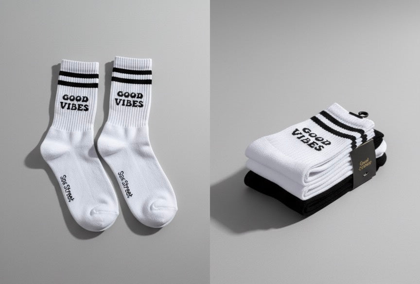 Good Vibes Everyday Crew + Not Easy Mid-Calf Socks Combo ( pack of 2 )