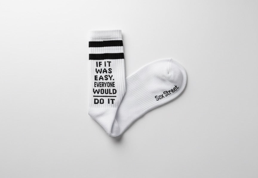 Good Vibes Everyday Crew + Not Easy Mid-Calf Socks Combo ( pack of 2 )