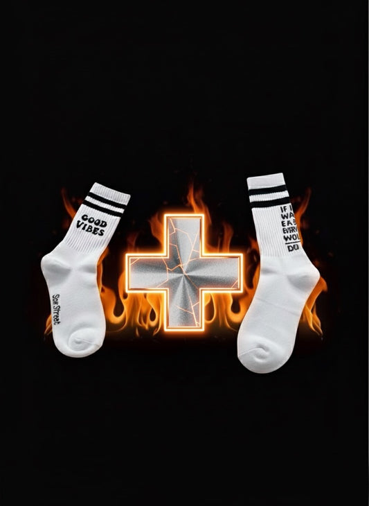 Good Vibes Everyday Crew + Not Easy Mid-Calf Socks Combo ( pack of 2 )