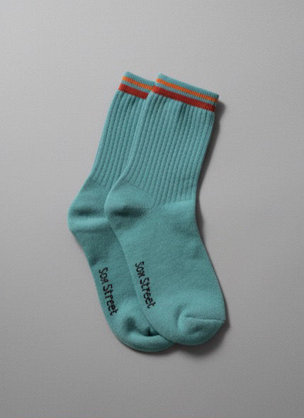 Retro Mint Stripe Crew Socks